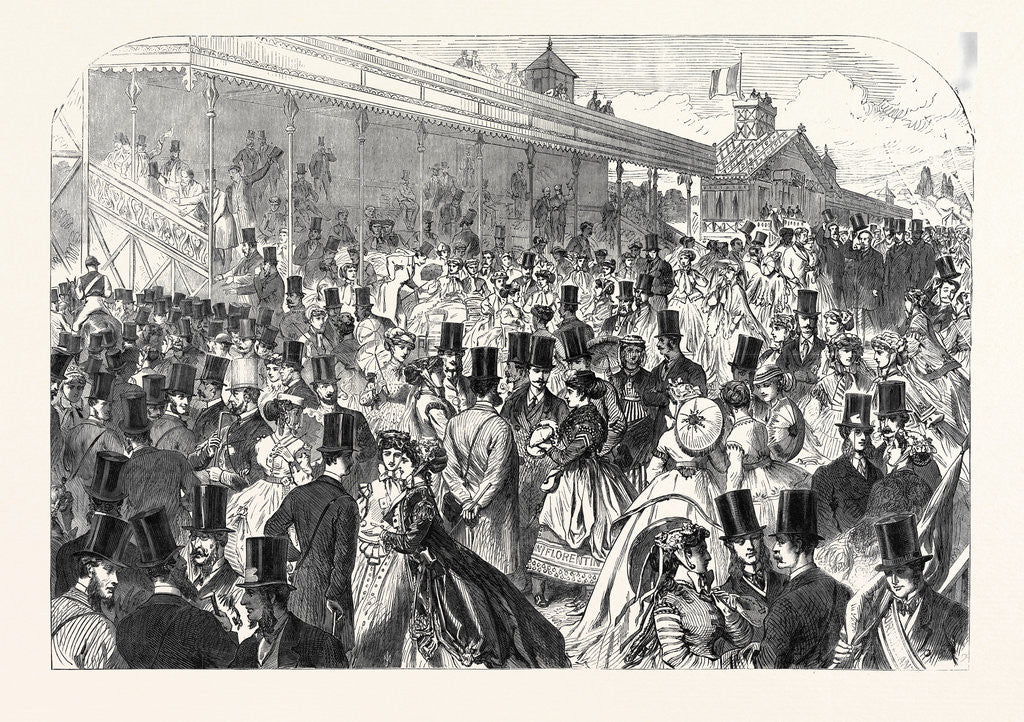 Detail of The Tribunes at Longchamps Before the Race for the Grand Prix De Paris France 1866 by Anonymous