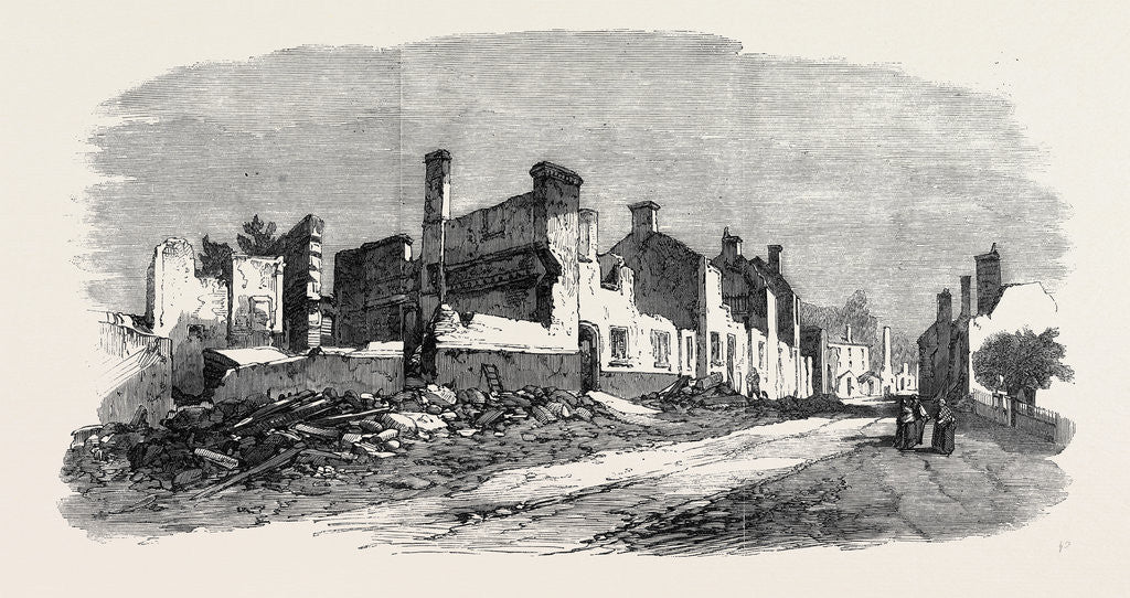 Detail of The Great Fire at Ottery St. Mary Devonshire: Ruins of Yonder Street and Jehu Street UK 1866 by Anonymous