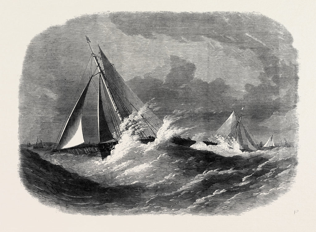 Detail of First Class Cutter Match of the Royal Thames Yacht Club: The Vindex and Christabel in Sea Reach 1866 by Anonymous