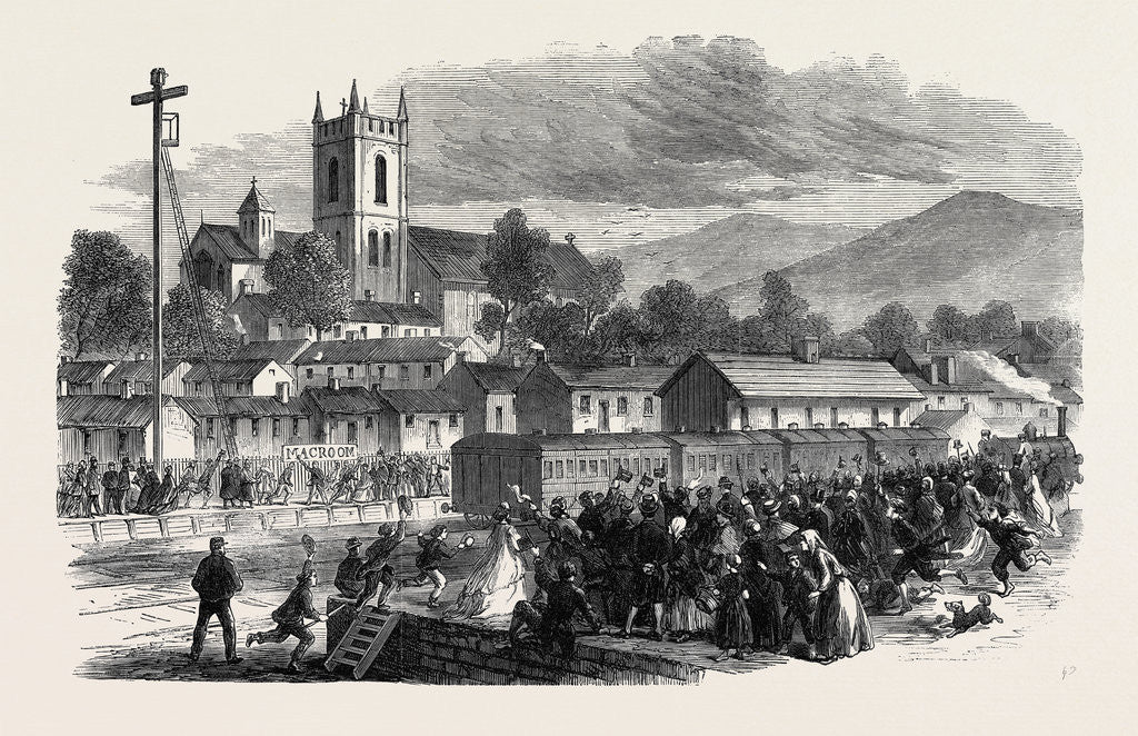 Detail of Opening of the Cork and Macroom Railway: Arrival of the First Train at Macroom Ireland 1866 by Anonymous