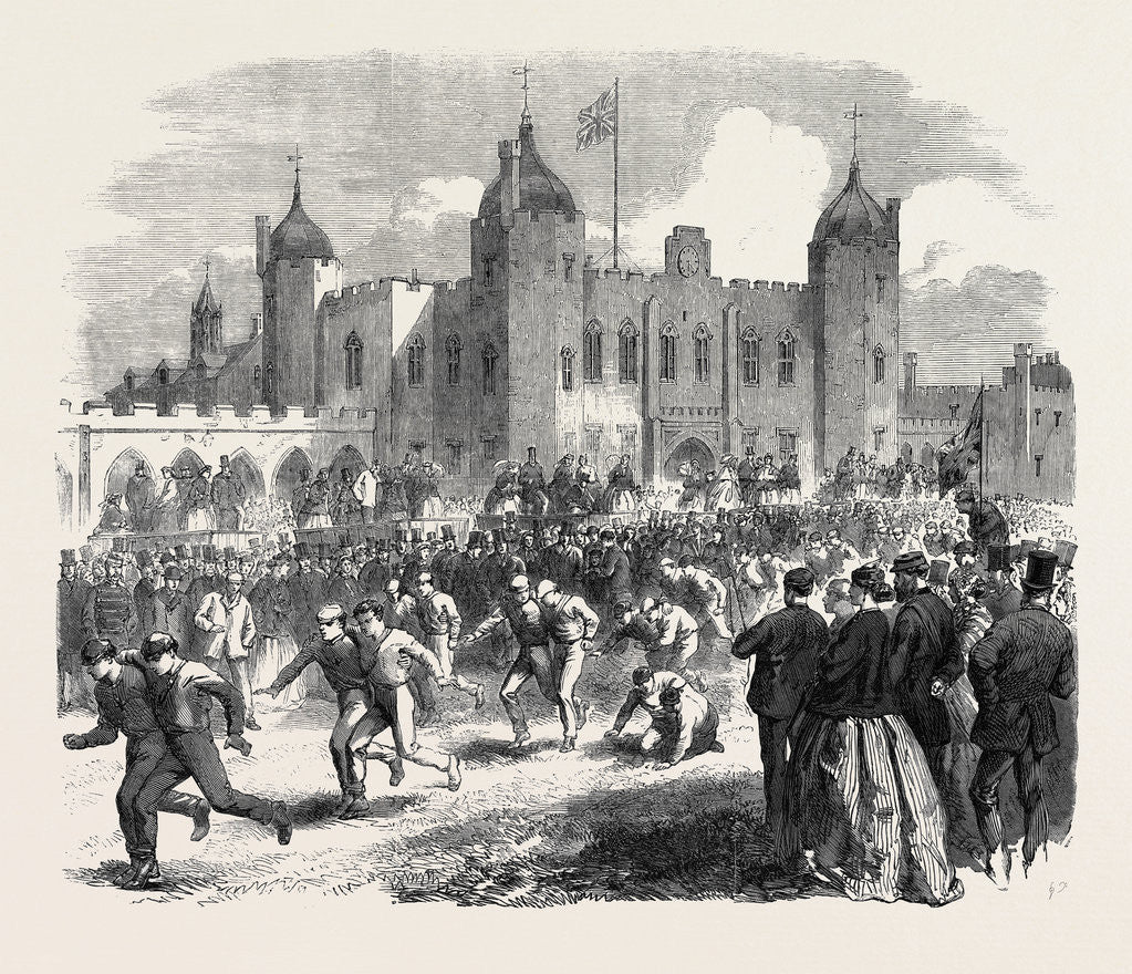 Detail of Athletic Games at the Royal Military Academy Woolwich: The Three-Legged Race UK 1866 by Anonymous