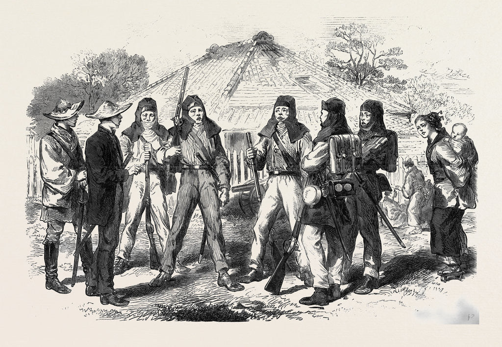 Detail of Japanese Soldiers in European Costume at Yokohama Japan 1866 by Anonymous