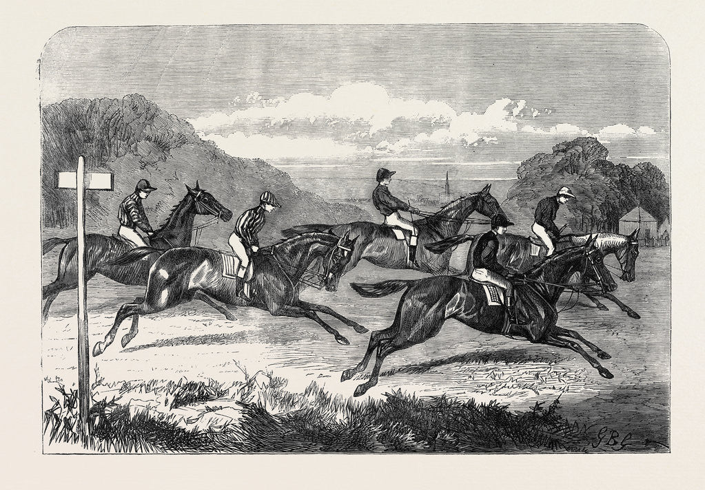 Detail of Salisbury Races: Start for the Wiltshire Stakes UK 1866 by Anonymous
