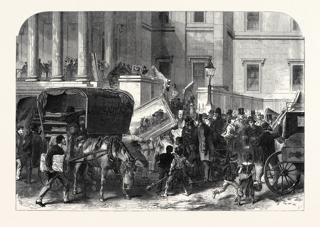 Detail of Taking in the Pictures at the Royal Academy UK 1866 by Anonymous