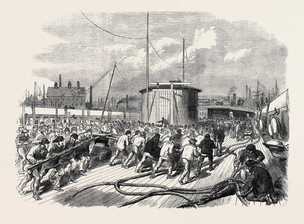 Detail of Launch of the Northumberland: Scene on the Deck Preparatory to the Launch 1866 by Anonymous