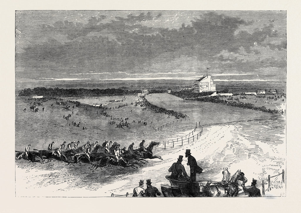Detail of The Race for the City and Suburban Handicap at Epsom: Tattenham Corner UK 1866 by Anonymous