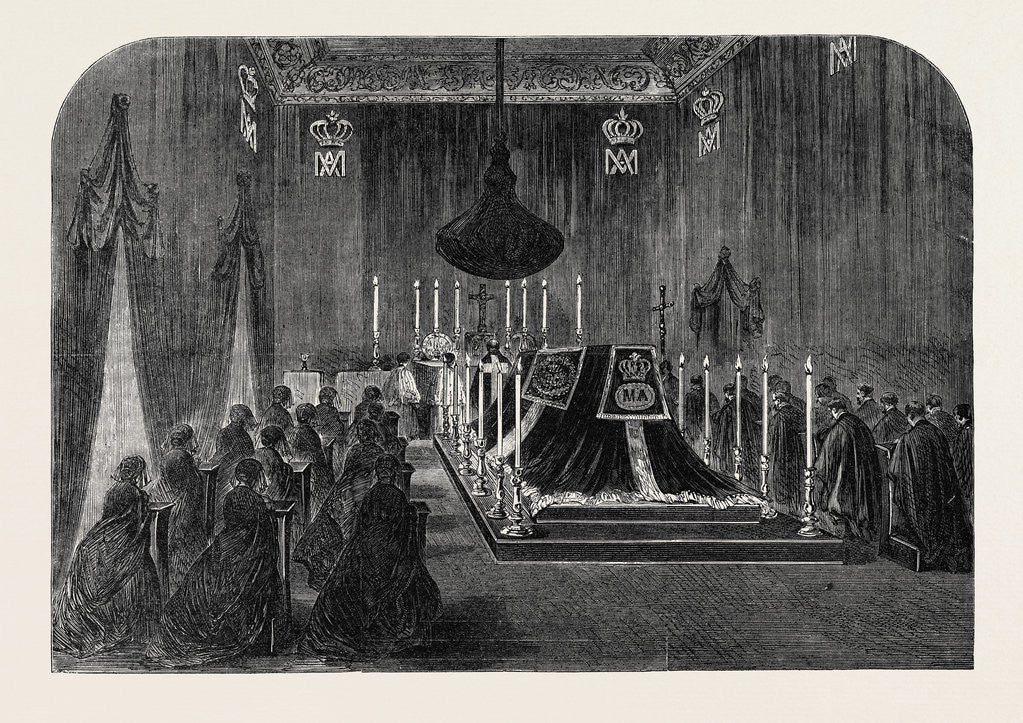 Detail of The Funeral of Queen Marie Amelie: The Last Solemn Service in the Chapelle Ardente at Claremont 1866 by Anonymous