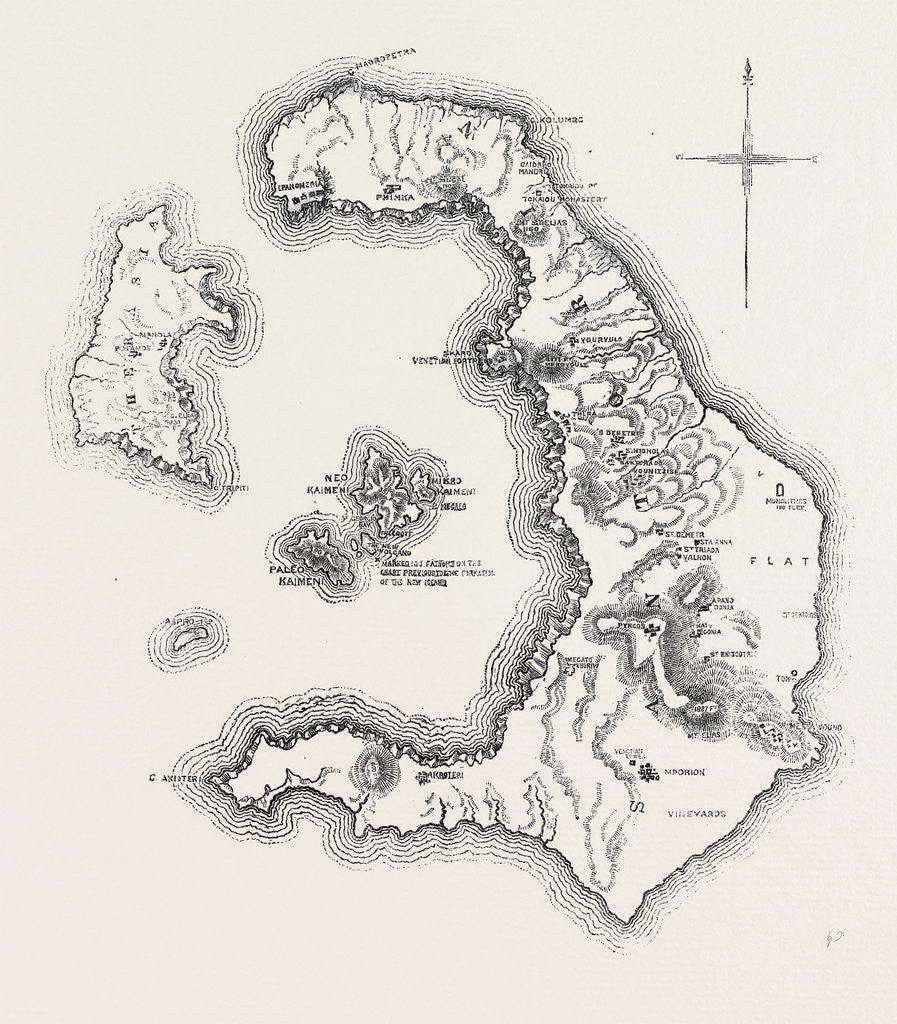Detail of Map of the Island and Bay of Santorin in the Greek Archipelago 1866 by Anonymous