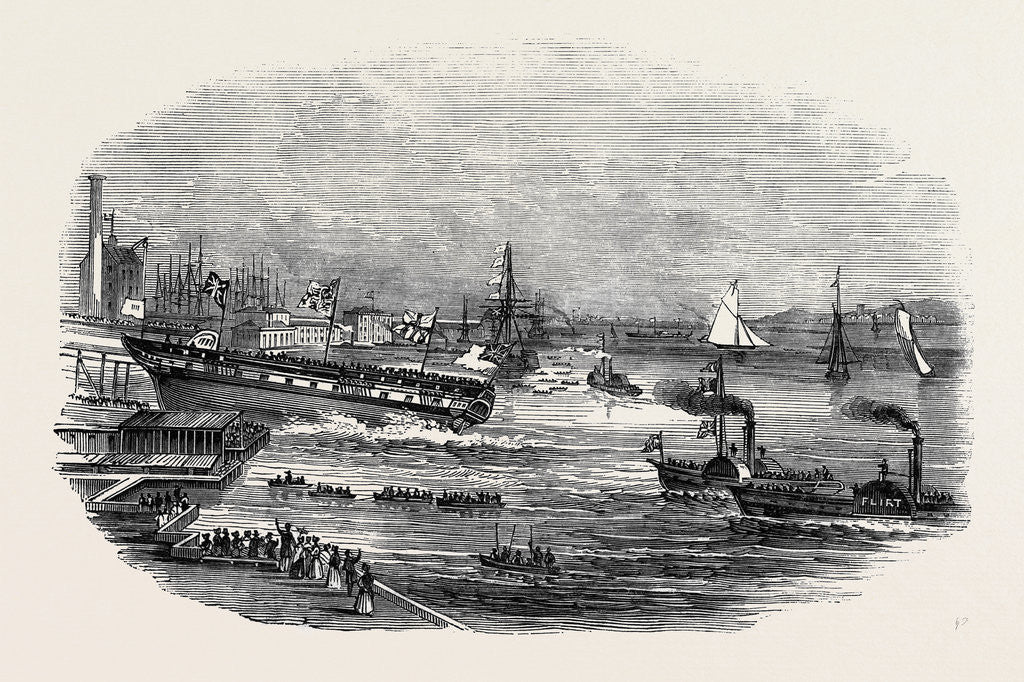 Detail of Launch of the Wellesley, at Blackwall by Anonymous