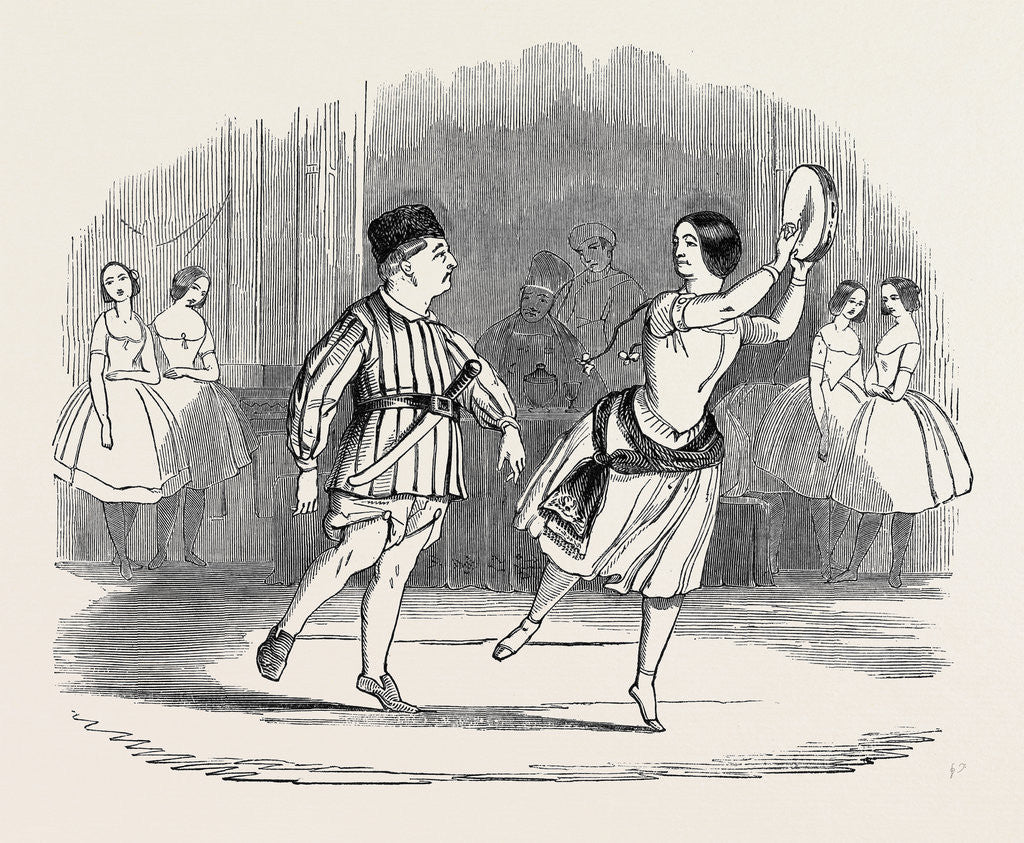 Detail of Mr. And Mrs. Keeley, in the Pas De Tambourine and Carving-Knife, at the Lyceum Theatre. by Anonymous