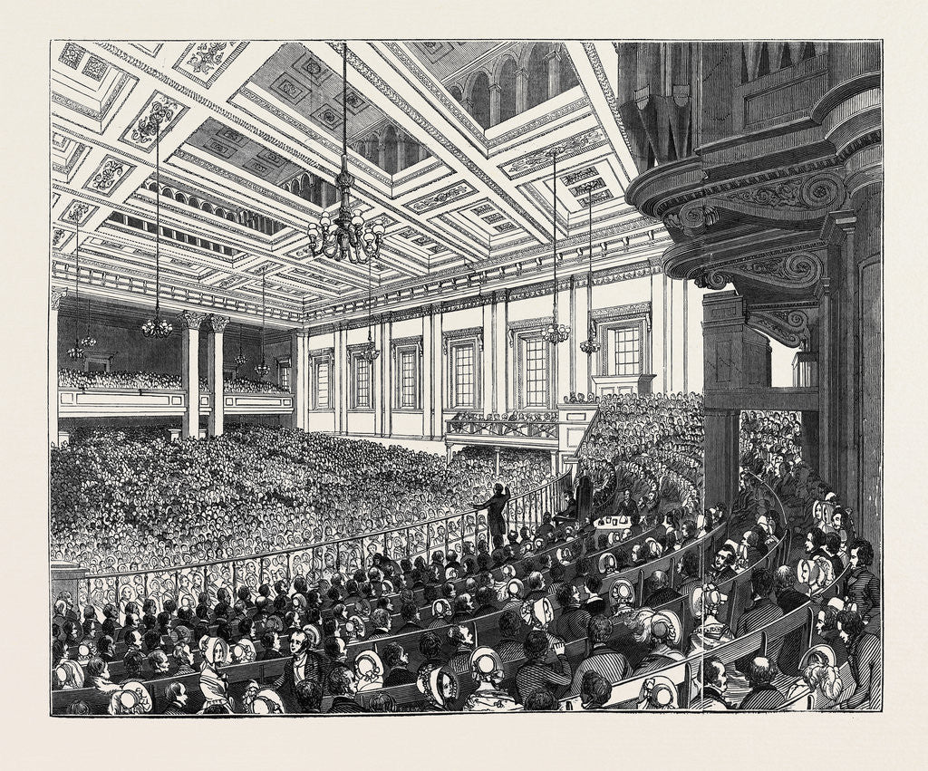 Detail of May Meetings in the Metropolis, Interior of Exeter Hall by Anonymous