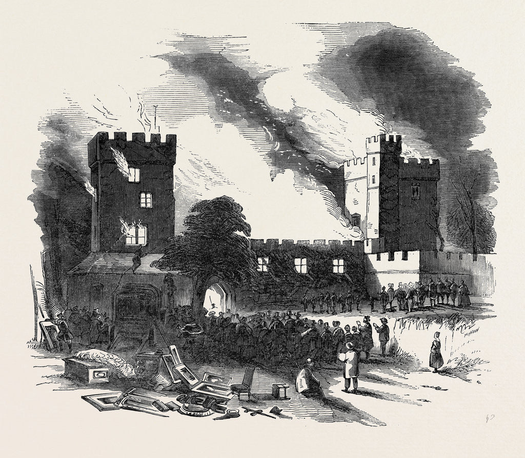 Detail of Burning of Naworth Castle, from a Drawing Made on the Spot by Anonymous