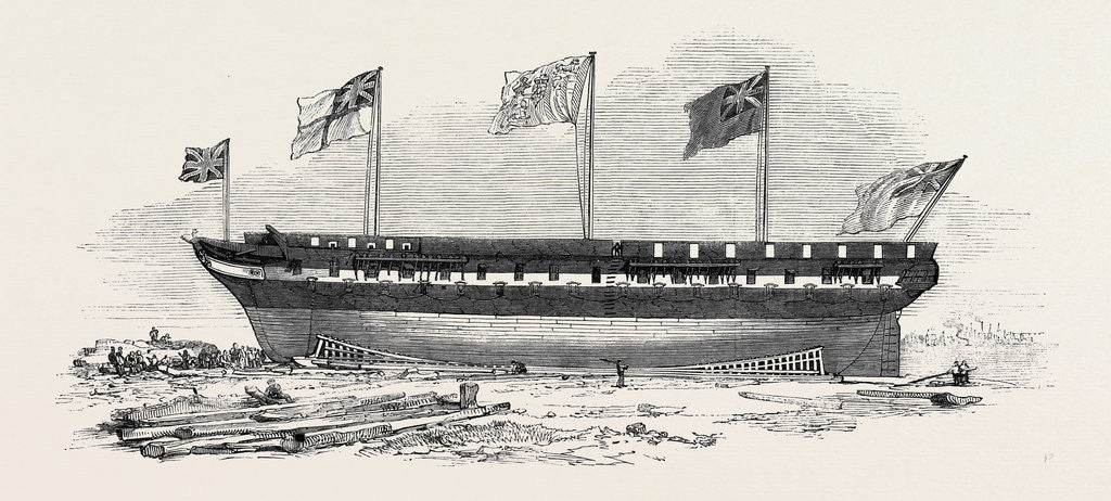 Detail of Launch of the Monarch, East Indiaman, at Blackwall by Anonymous