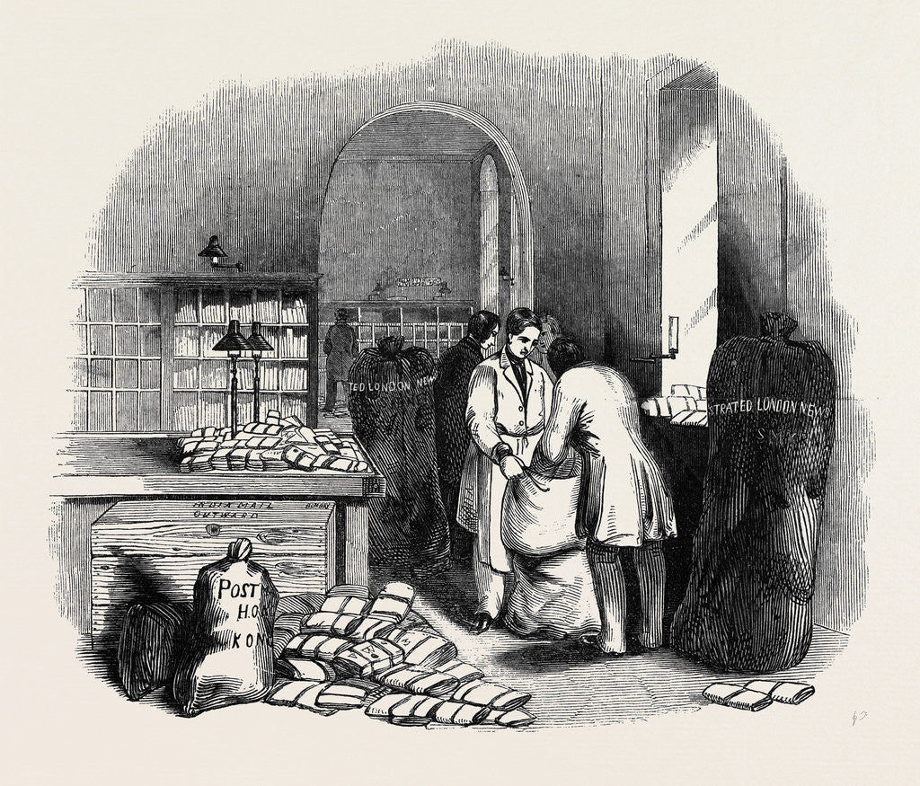 Detail of Packing the Indian Mail. by Anonymous
