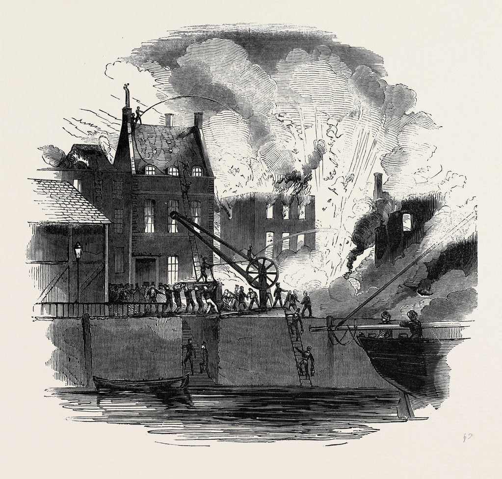 Detail of Fire at Boston, from a Drawing by Mr. W. Caister by Anonymous