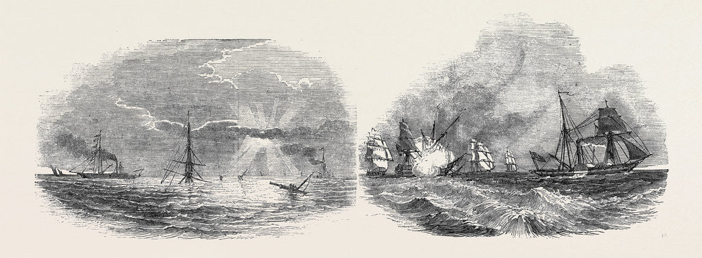 Detail of View of the Wreck, at Sunset; Supposed Case of a Steamer Pursued by an Enemy by Anonymous