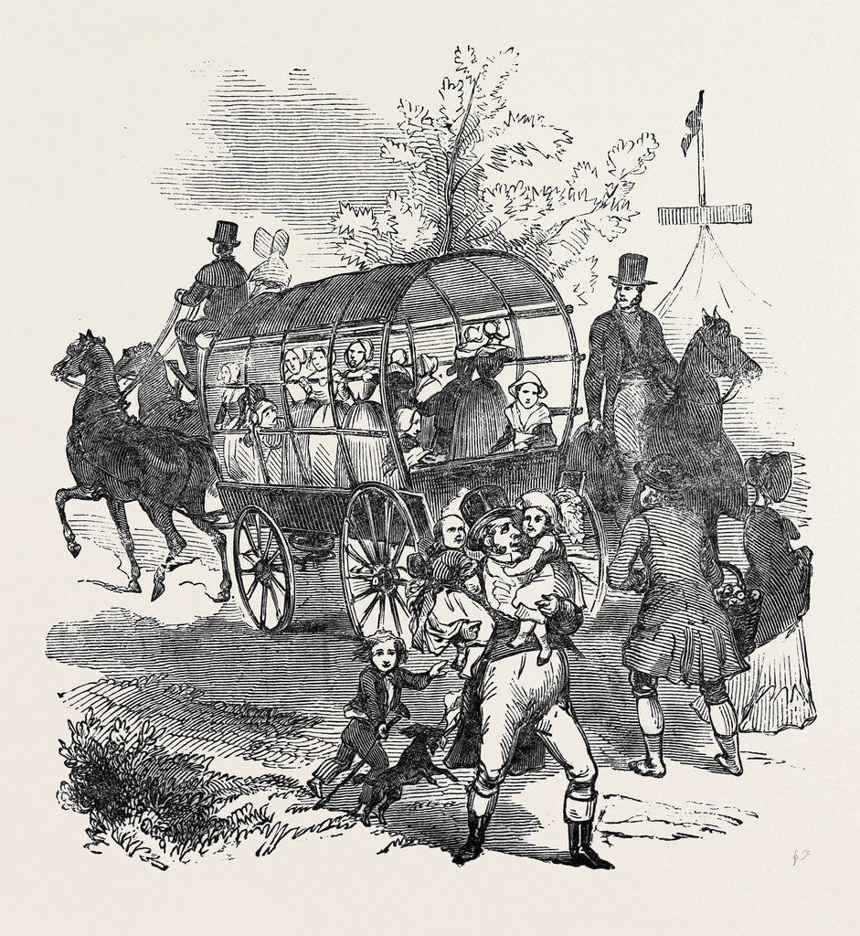 Detail of The Road.---Waggons, Etc., Goodwood Races 1844 by Anonymous