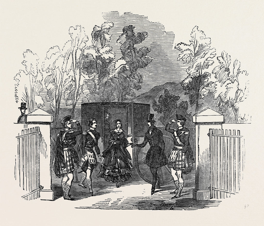 Detail of Her Majesty and Prince Albert Alighting at Blair Athol Church by Anonymous