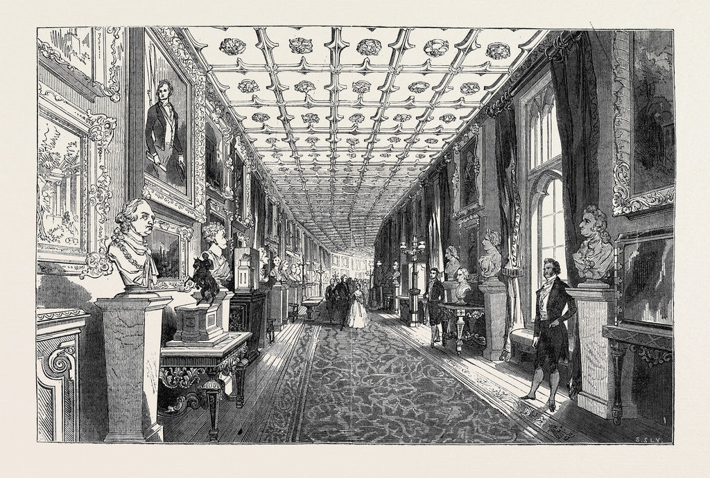 Detail of Visit of the King of the French to Queen Victoria; the Grand Corridor: The Queen and the Royal Visitors Passing to the Banquet by Anonymous