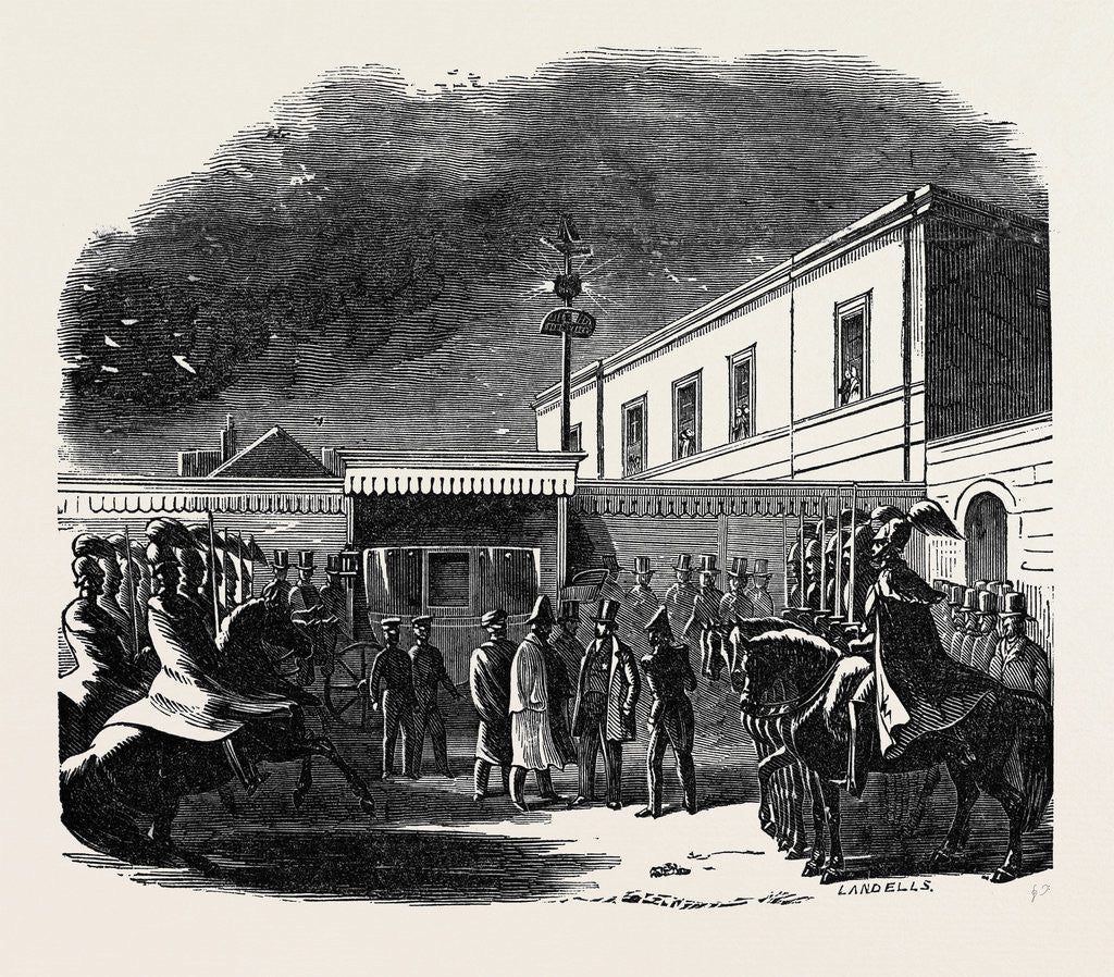 Detail of Destructive Fire at the New-Cross Railway Station: Arrival of the King of the French During the Fire by Anonymous