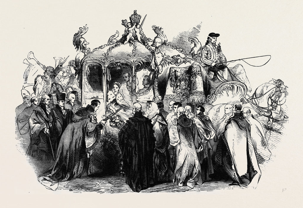 Detail of Procession of Her Majesty to Open the New Royal Exchange, Delivery of the City Sword, at Temple Bar by Anonymous