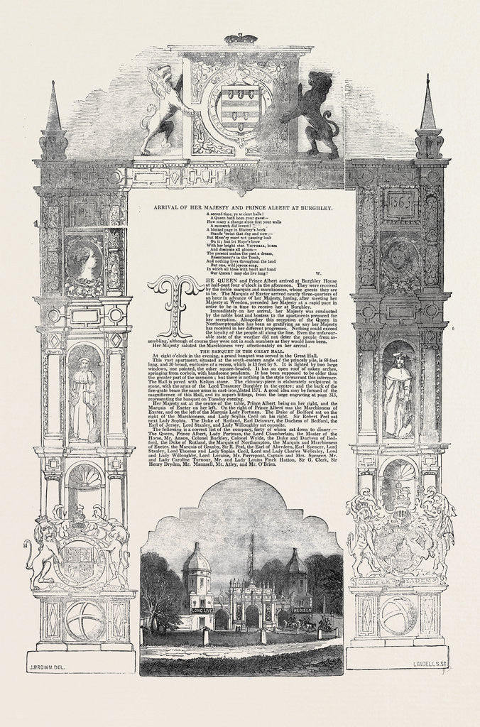 Detail of The Lodges at Burghley, Arrival of Her Majesty and Prince Albert at Burghley by Anonymous