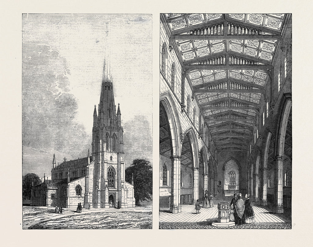 Detail of St. Mary's New Church, Herne Hill; Interior of St. Mary's New Church, Herne Hill by Anonymous