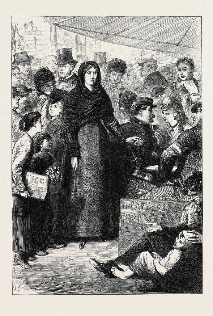 Detail of Scene on the Boulevard Montmartre Paris: Une Folle 1871 by Anonymous