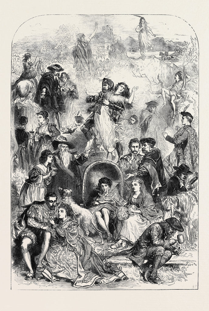 Detail of The Scott Centenary: A Dream of the Waverley Novels 1871 by Anonymous