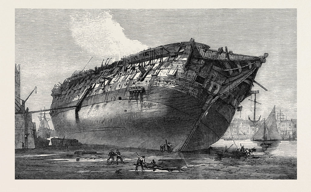 Detail of Breaking-Up H.M.S. Queen at Rotherhithe 1871 by Anonymous