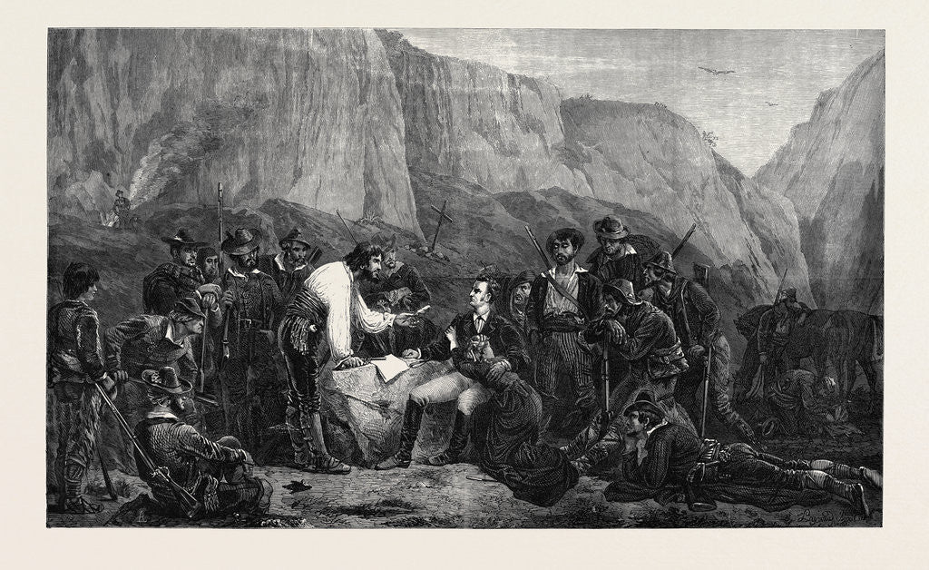 Detail of Brigands and Captives, in the French Gallery International Exhibition 1871 by Anonymous