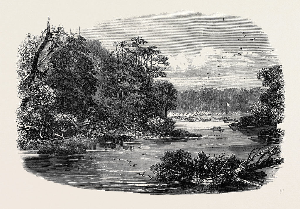Detail of The Red River Expedition: Camp of the 60th Rifles Near Shebandowan 1871 by Anonymous