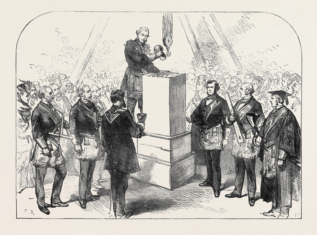 Detail of Lord Leigh Laying the Foundation-Stone for the Extension of the Queen's Hospital at Birmingham 1871 by Anonymous