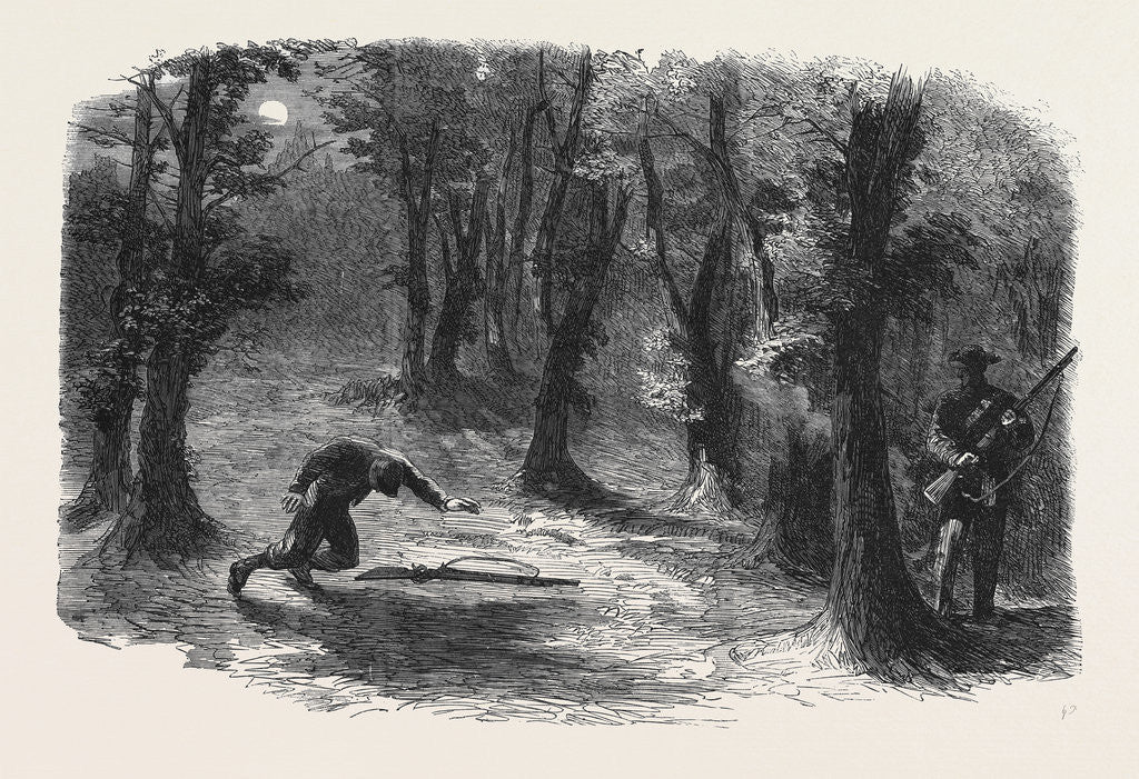 Detail of The Civil War in America: How the Outlying Sentries of the Federal Army Are Killed by Secessionist Scouts by Anonymous