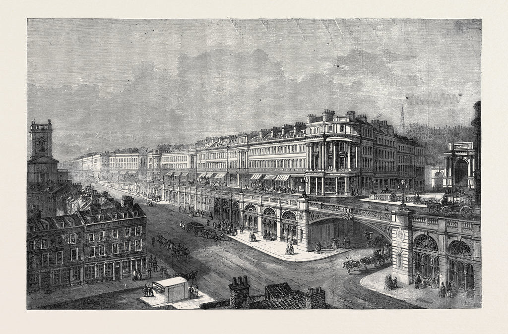 Detail of View of the Proposed High Level Road or Viaduct from St. Sepulchre's Church to Hatton Garden Looking West by Anonymous