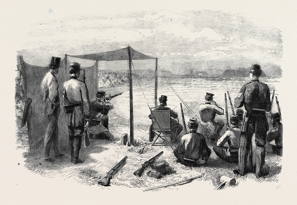 Detail of The National Rifle Association Meeting on Wimbledon Common Shooting for the Queen's Prize on Wednesday Week July 20 1861 by Anonymous