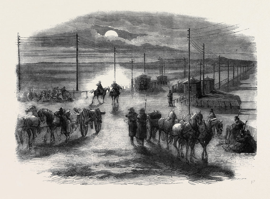 Detail of The Civil War in America: The Long Bridge Over the Potomac at Washington Guarded by United States' Artillery by Anonymous