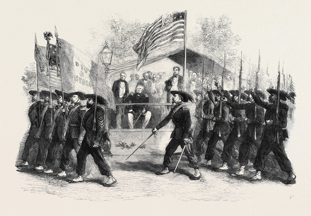 Detail of Review of Federal Troops on the 4th of July by President Lincoln and General Scott: The Garibaldi Guard Filing Past by Anonymous