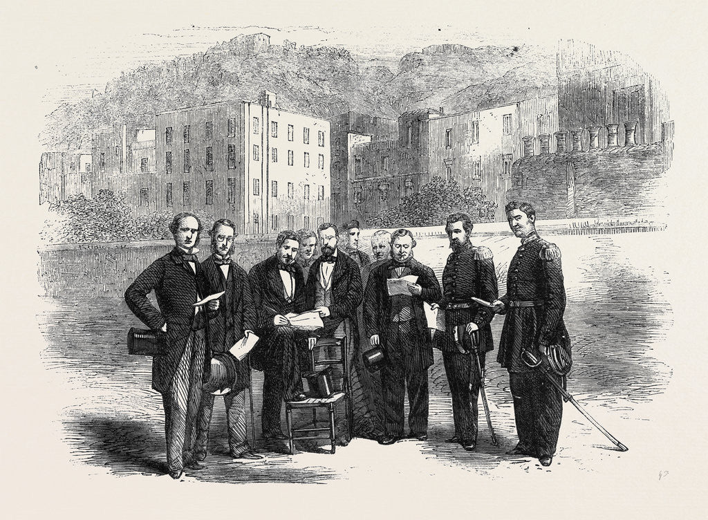 Detail of The Commissioners of the Italian Government Making Over to Messrs. W.C. Stanford and A. Scott Churchwardens the Ground Decreed by Garibaldi As a Gift of the Nation for the Erection of an English Church at Naples August 10 1861 by Anonymous