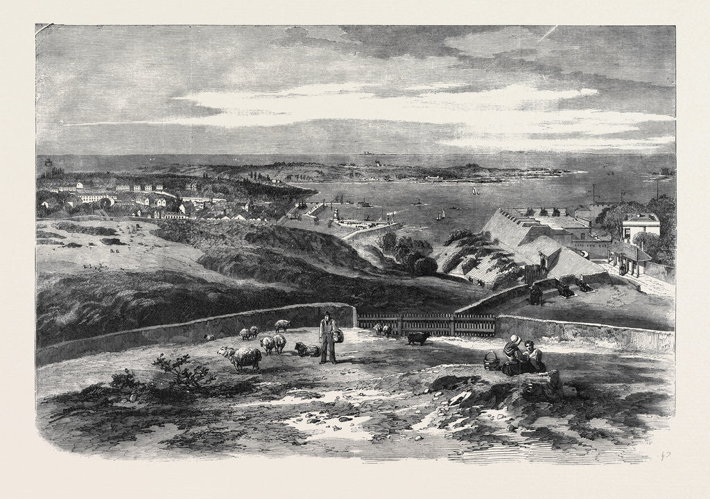 Detail of View of St. Peter Port Guernsey Taken above Fort George Showing the Town Harbour and Roadstead by Anonymous