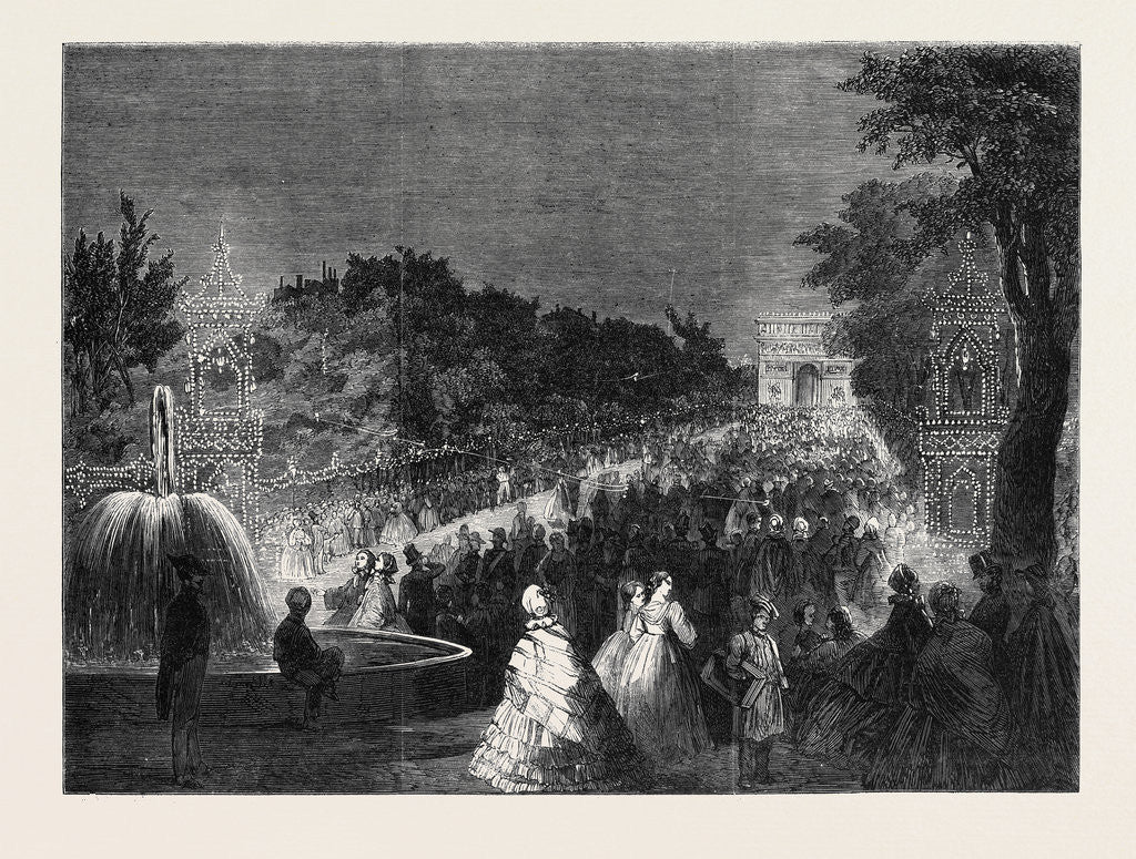 Detail of View from the Round Point in the Champs Elysees the Imperial Fetes at Paris by Anonymous