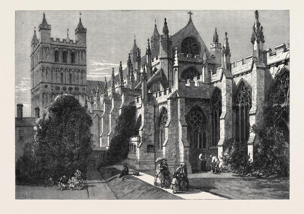 Detail of Visit of the British Archaeological Association to Exeter the Cathedral from the South-East by Anonymous
