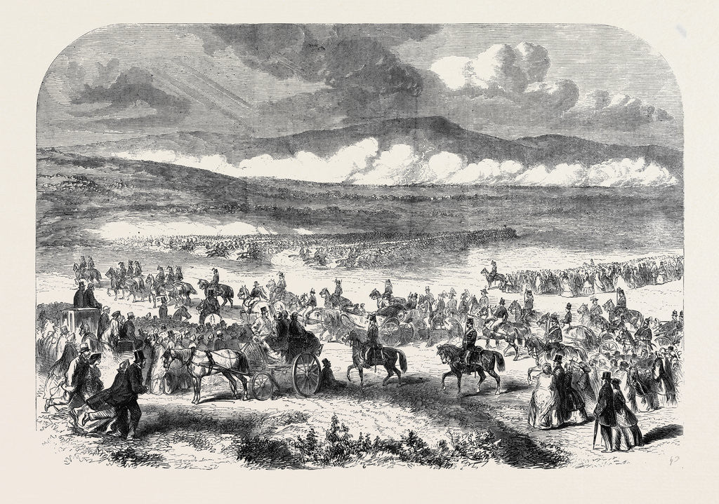 Detail of The Queen's Visit to Ireland: Review by Her Majesty on the Curragh of Kildare Charge of Cavalry by Anonymous