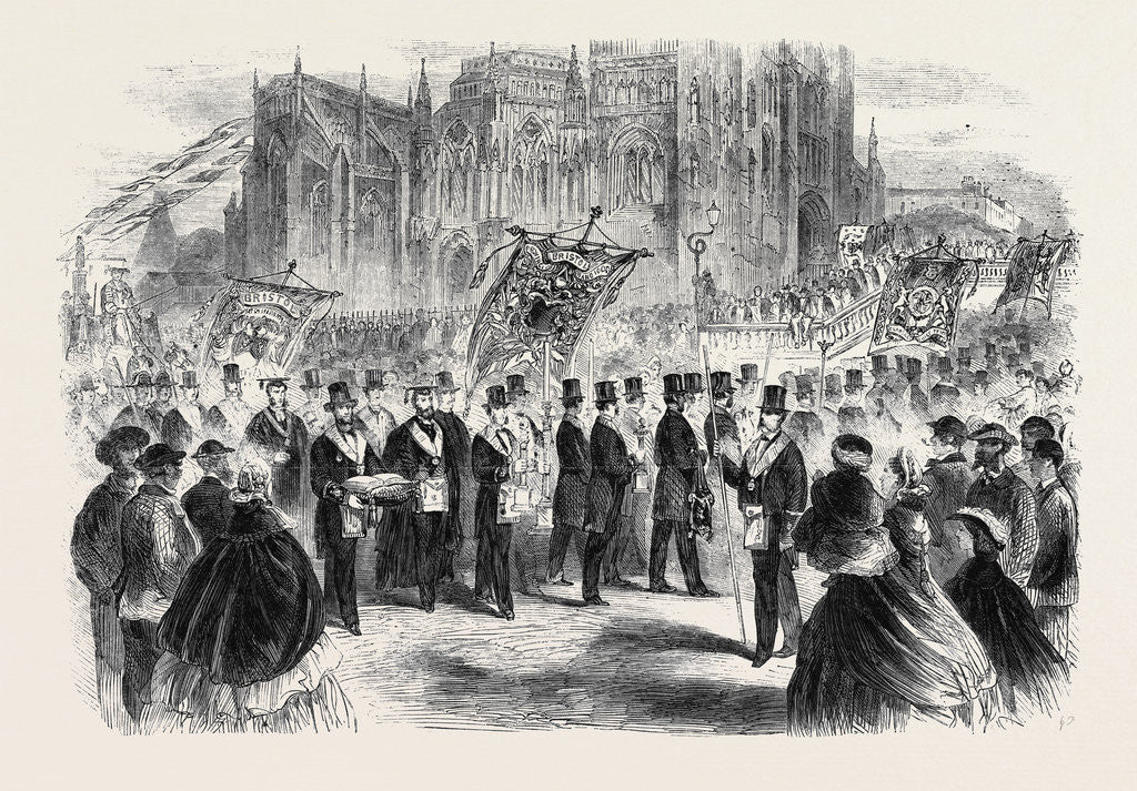 Detail of Masonic Demonstration at Bristol in Connection with the Restoration of St. Mary Redcliff Church: Arrival of the Procession at the Church by Anonymous
