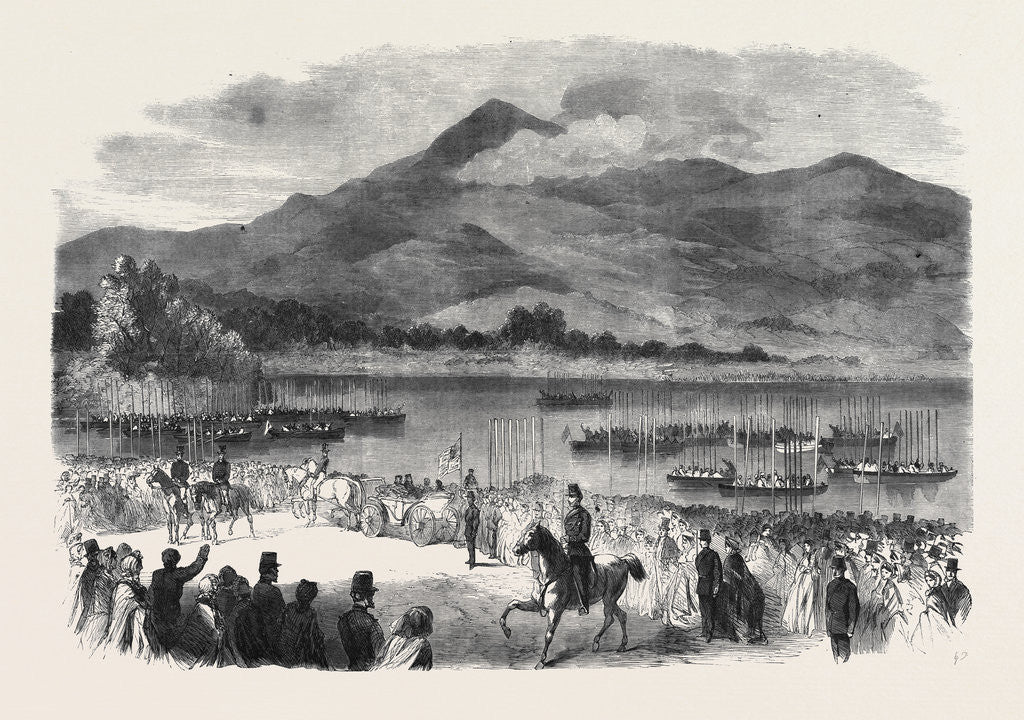 Detail of The Queen's Visit to Ireland: Her Majesty Embarking at Ross Castle Lakes of Killarney by Anonymous