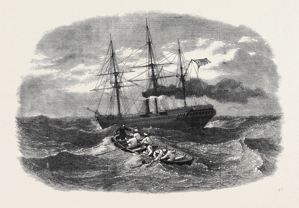 Detail of Picking Up a Man Overboard from the Peninsular and Oriental Company's Ship Candia in the Red Sea. by Anonymous