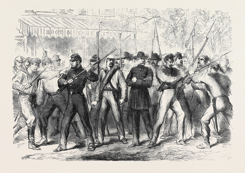 Detail of The War in America: Union Troops Attacking Confederate Prisoners in the Streets of Washington by Anonymous
