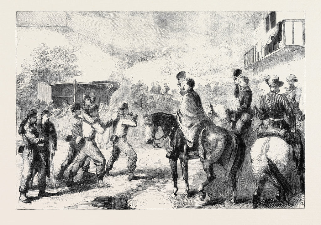 Detail of The War in America: Bringing in the Federal Wounded after the Skirmish at Lewinsville Virginia by Anonymous