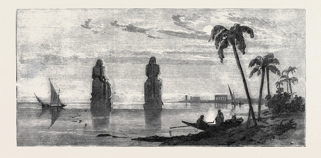 Detail of Colossal Statues in the Plain of Thebes During the Inundation Inundation of the Nile by Anonymous