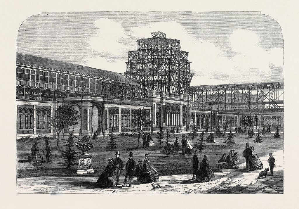 Detail of Progress of the International Exhibition Building: View of the Building from the Royal Horticultural Society's Gardens by Anonymous